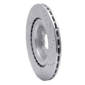 Alfa Romeo Stelvio Brake Rotor (1) - Rear Left - R1 Concepts - Drilled & Slotted - Silver - `17-`25